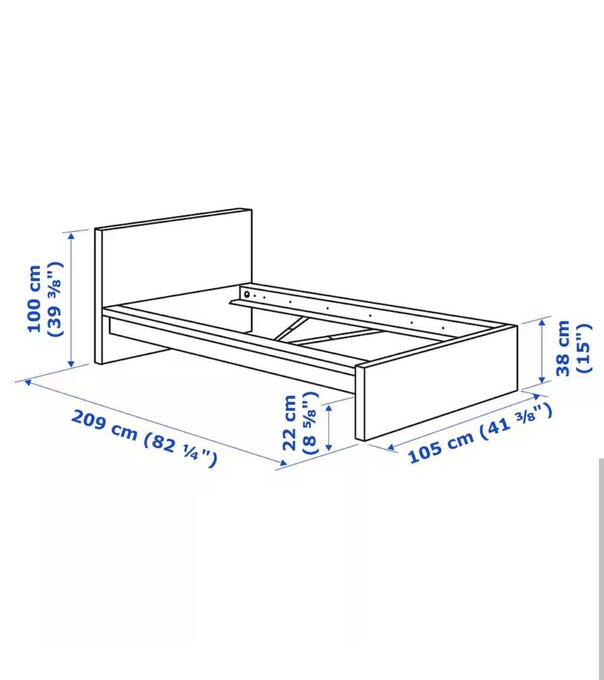 Cama Novo de solteiro IKEA MALM branco/Luröy, 90x200 cm