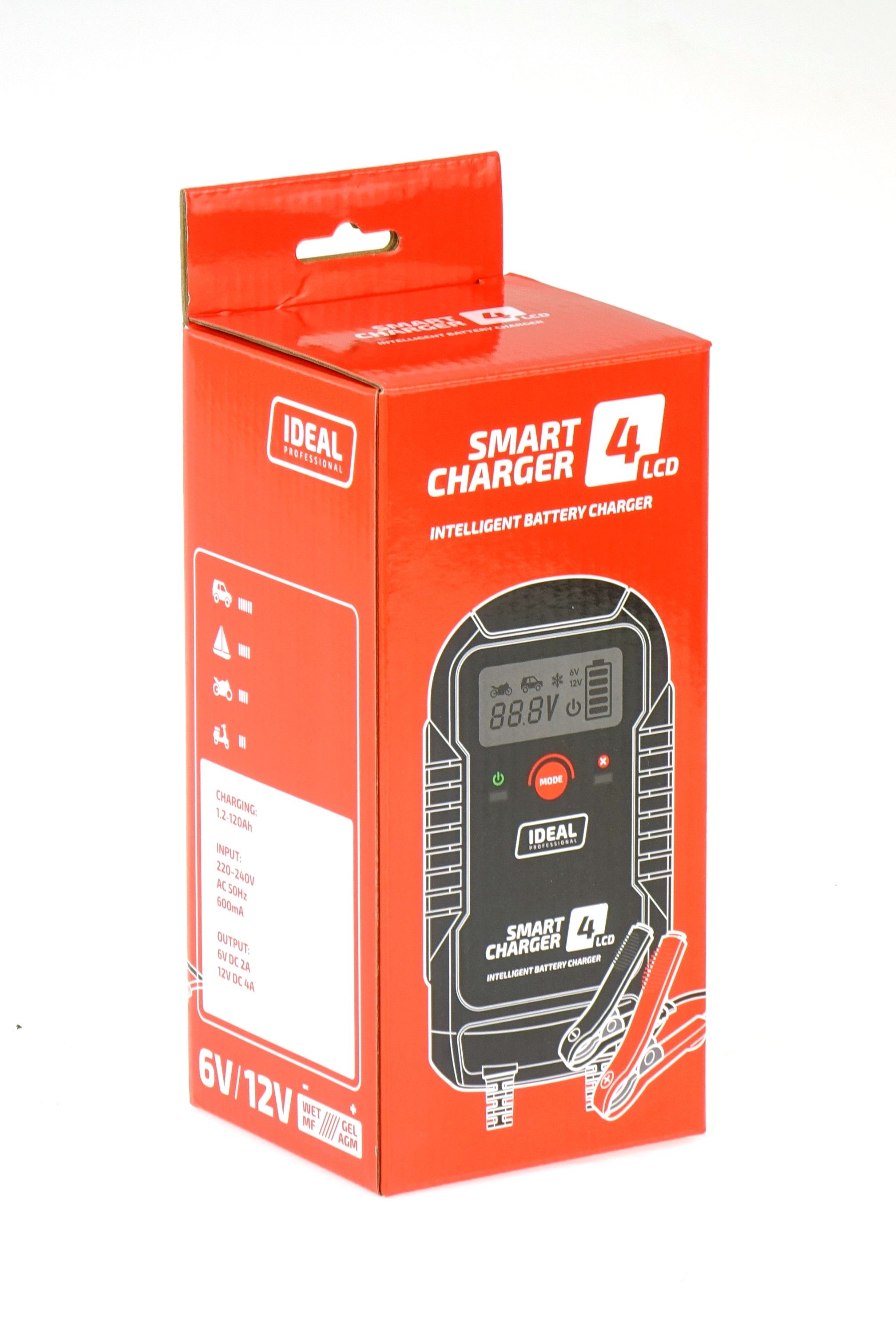 prostownik automatyczny smart charger lcd 4 6/12v 4a agm gel efb wet