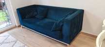 Sofa welurowa butelkowa zieleń – 200 cm, stan bardzo dobry, Polska