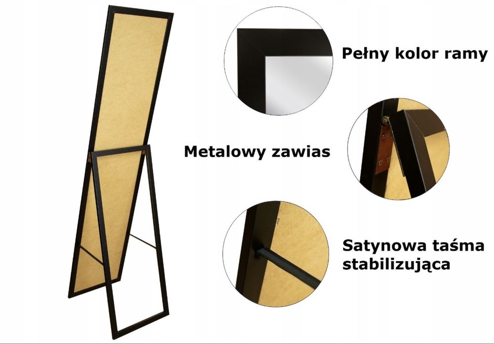 Lustro skandynawskie czarna rama