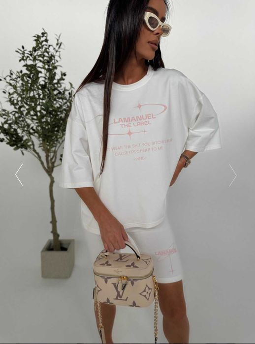 Tshirt BURST ecru Lamanuel uniwersalny uni oversize nowe