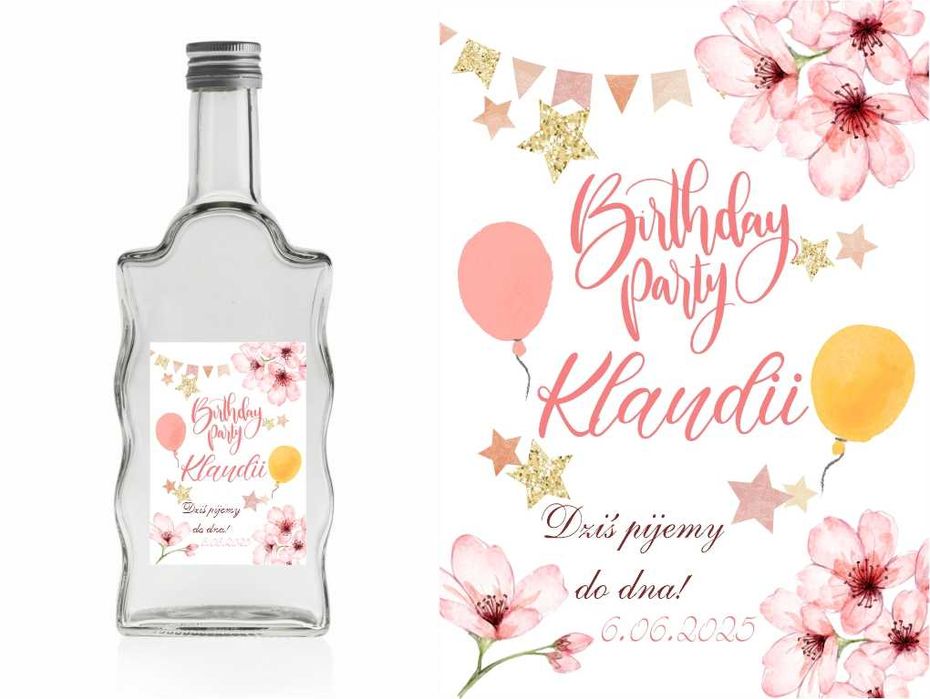 Etykiety Naklejki na butelki 18 urodziny z imieniem 10 szt różne wzory
