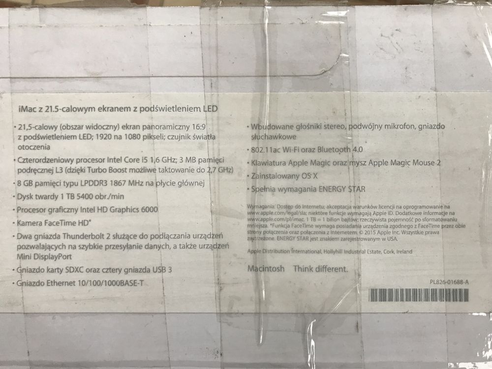 Apple iMac 21,5" model a1418 SSD 256g (2015)
