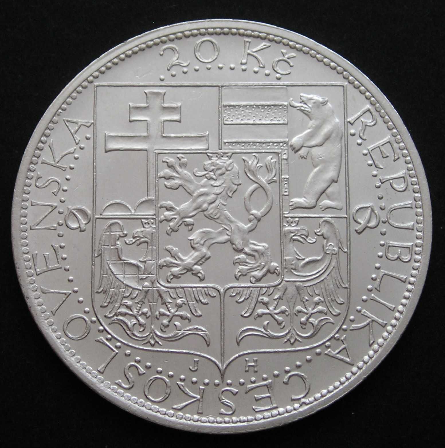 Czechosłowacja 20 koron 1937 - Tomas Masaryk - srebro