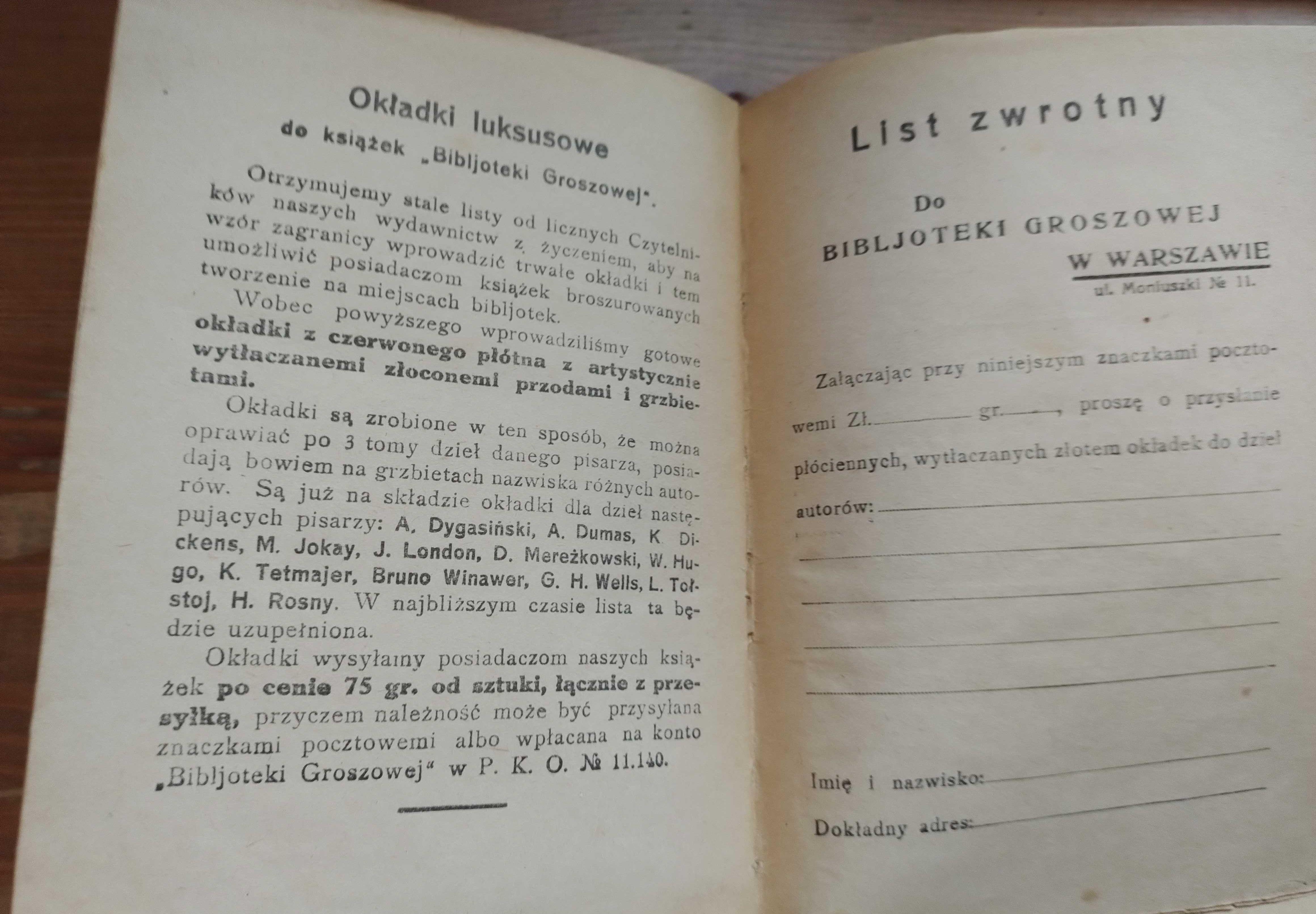 Sen życia - J. Jaworzyn Biblioteka Groszowa, 1927 rok