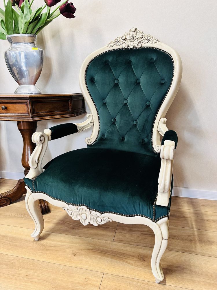 Eleganckie i efektowne 2 FOTELE LUDWIKOWSKIE w nowej tkaninie :)
