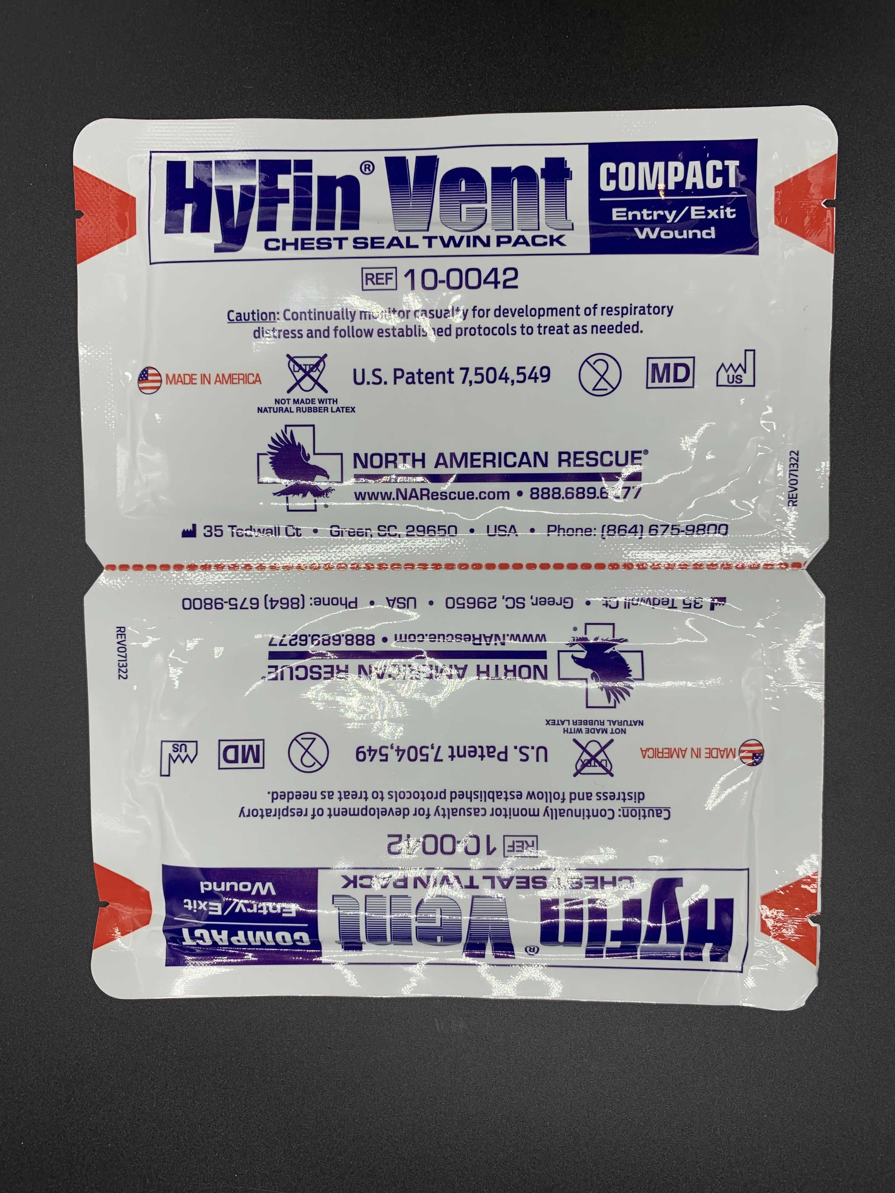 Оклюзійна пов’язка Hyfin Vent COMPACT Chest Seal Twin Pack