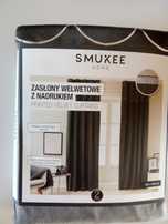 Szare 2 zasłony aksamitne welurowe welwetowe glamour SMUKEE 2x zasłona