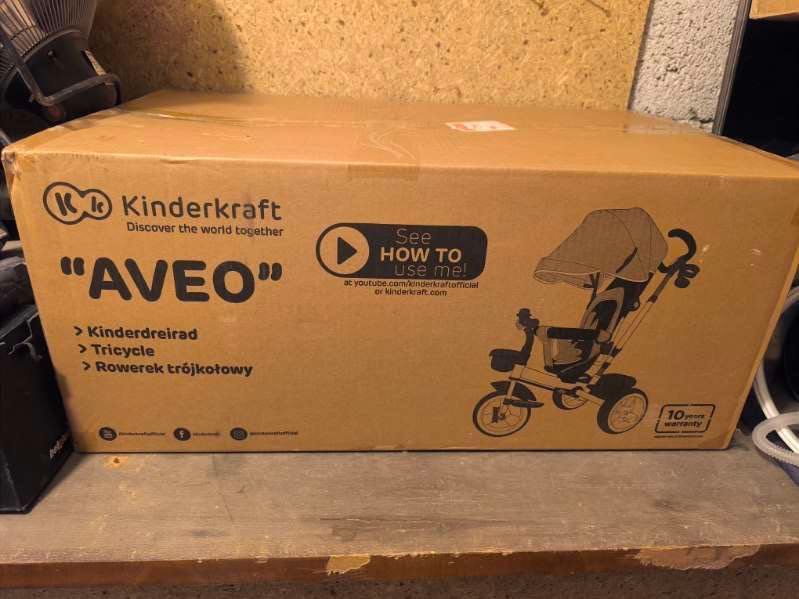 Rowerek trójkołowy Kinderkraft AVEO szary, nowy !