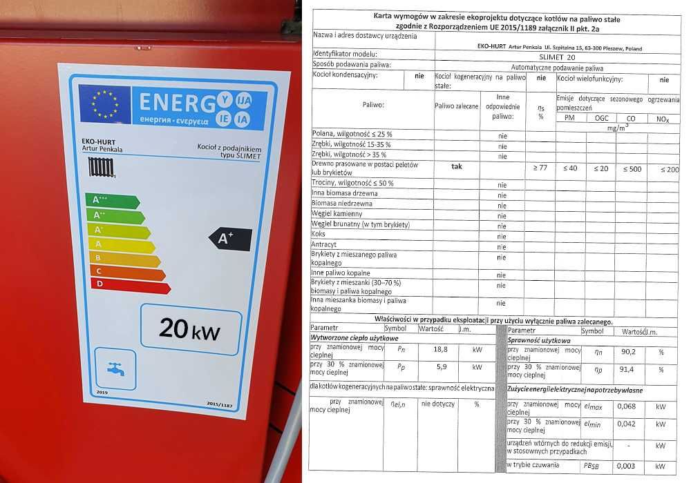 Kocioł SLIM 20 kW na pellet Lista ZUM Czyste Powietrze KIPI  PIEC