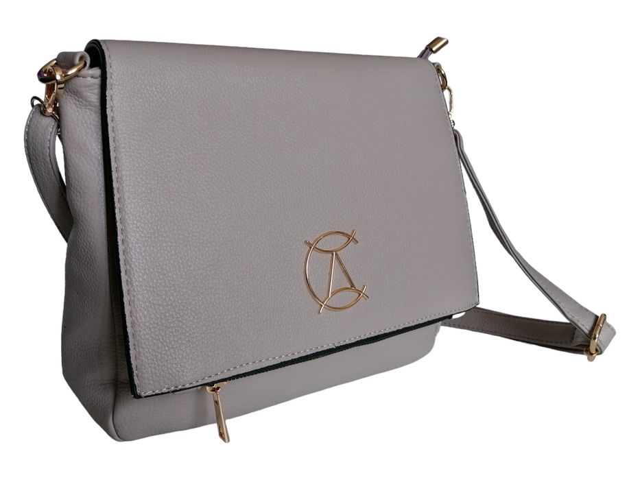 Szara Modna Listonoszka Damska Na Ramię - Klasyczna Torebka Damska