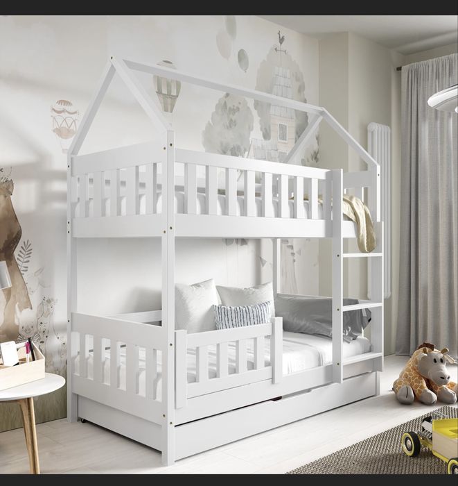 Łóżko Pola drewniane piętrowe dla dzieci - w kolorze białym