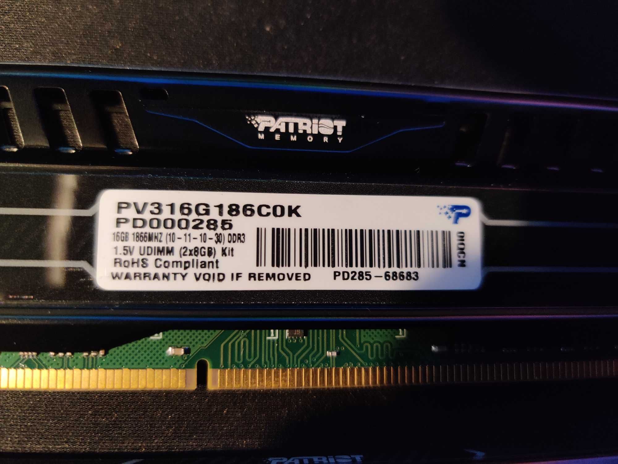 Pamięć Patriot Viper 3, DDR3, 16 GB, 1866MHz, CL10 (PV316G186C0K)