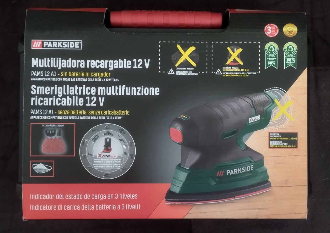 Lixadora multifunções Parkside bateria e carregador 12V