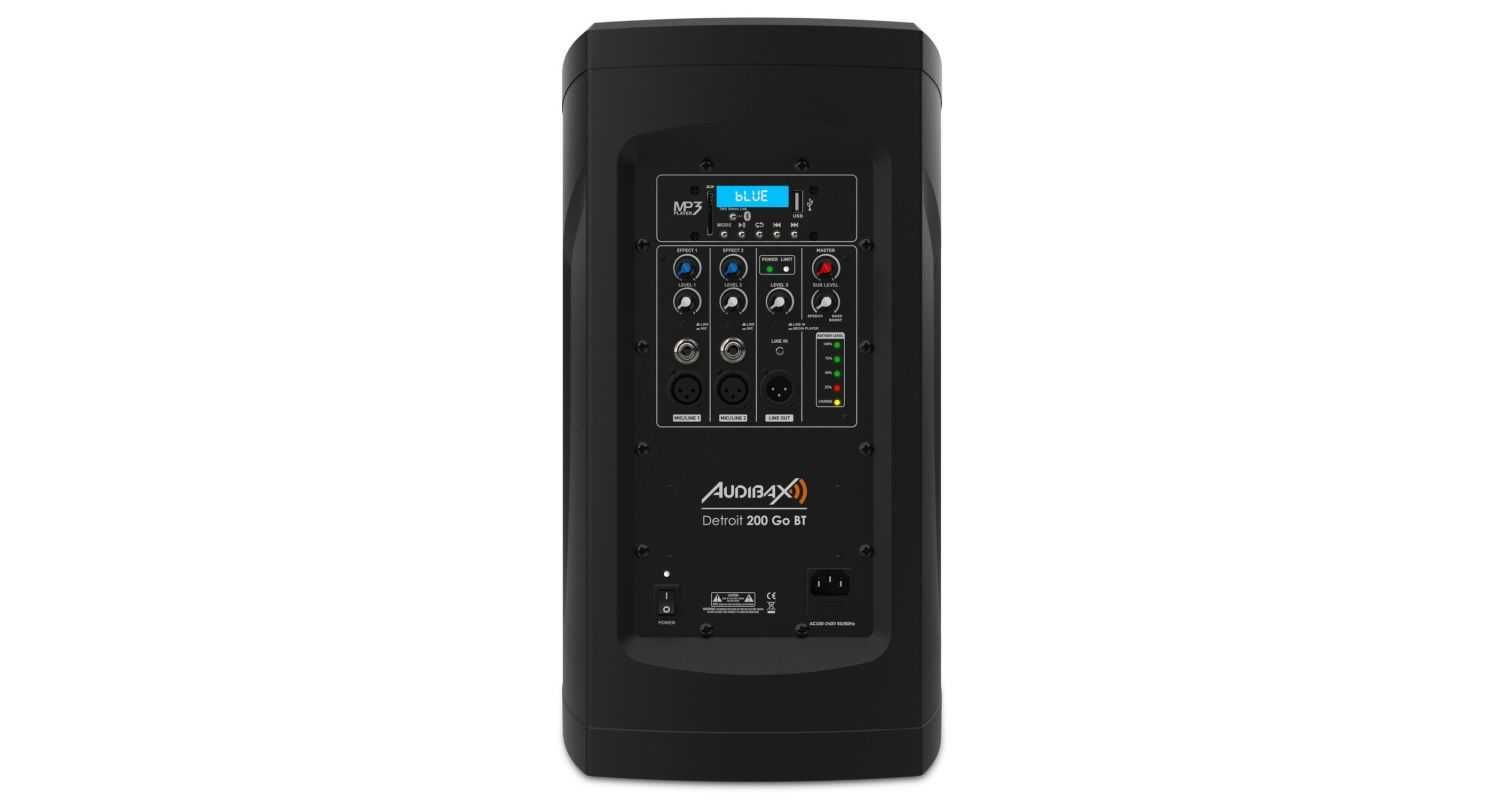 Coluna amplificada com bateria AUDIBAX Detroit 200 GO, BT, nova