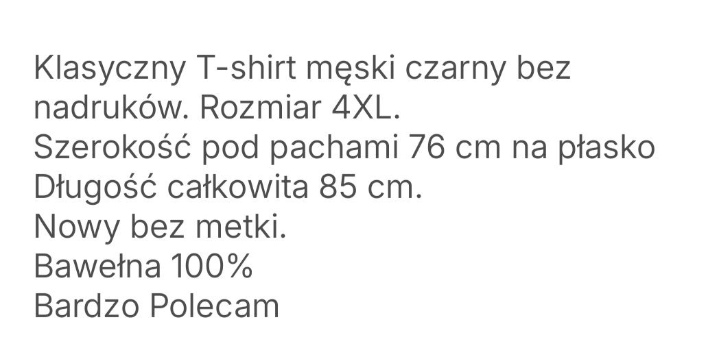 T-shirt męski czarny 4XL Nowy