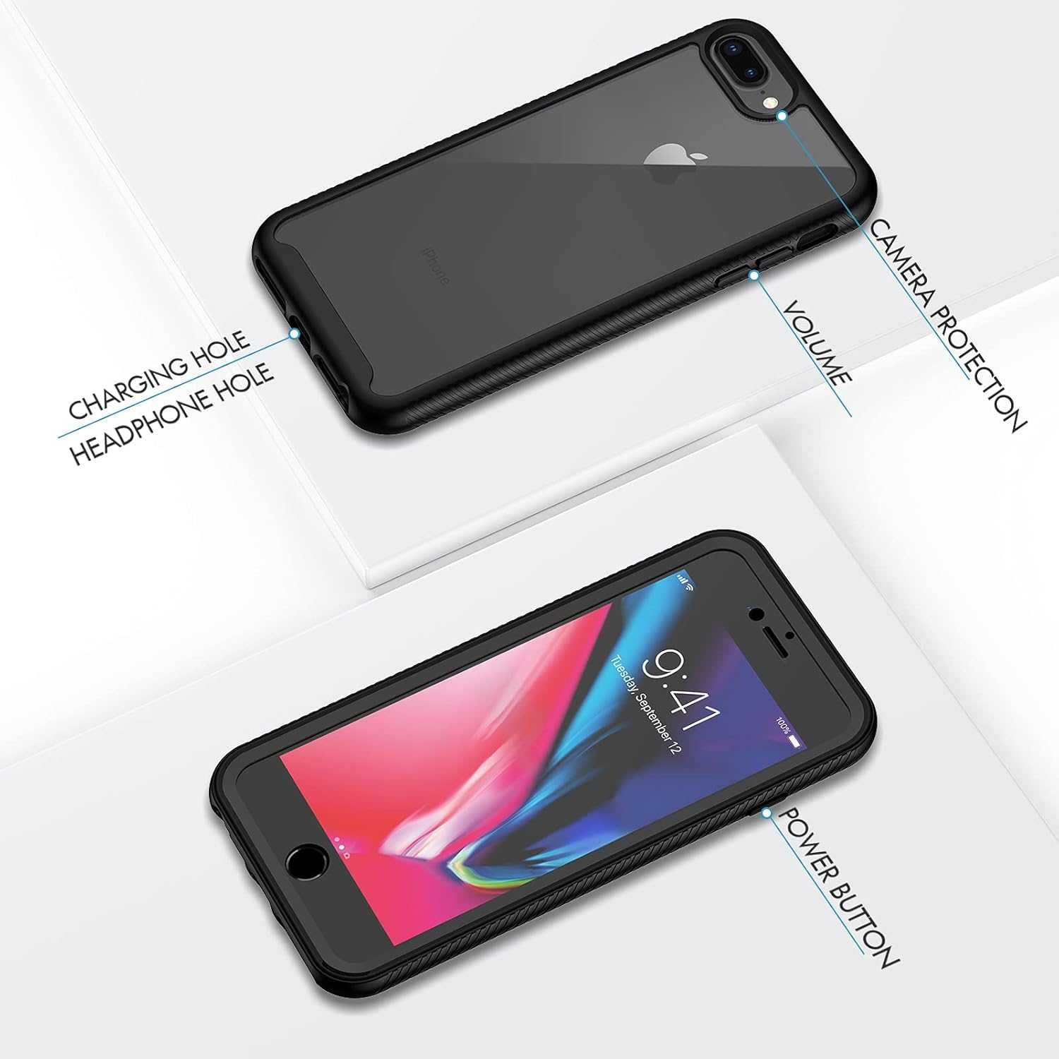 CENHUFO etui do iPhone 8 Plus/ 7 Plus/ 6s Plus / 6 Plus 360 pancerne