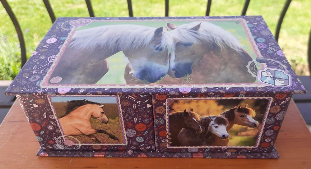 Szkatułka na biżuterię dziewczęca kuferek z lusterkiem Top Model konie