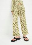 B.P.C spodnie ecru w zielone wzory r.42