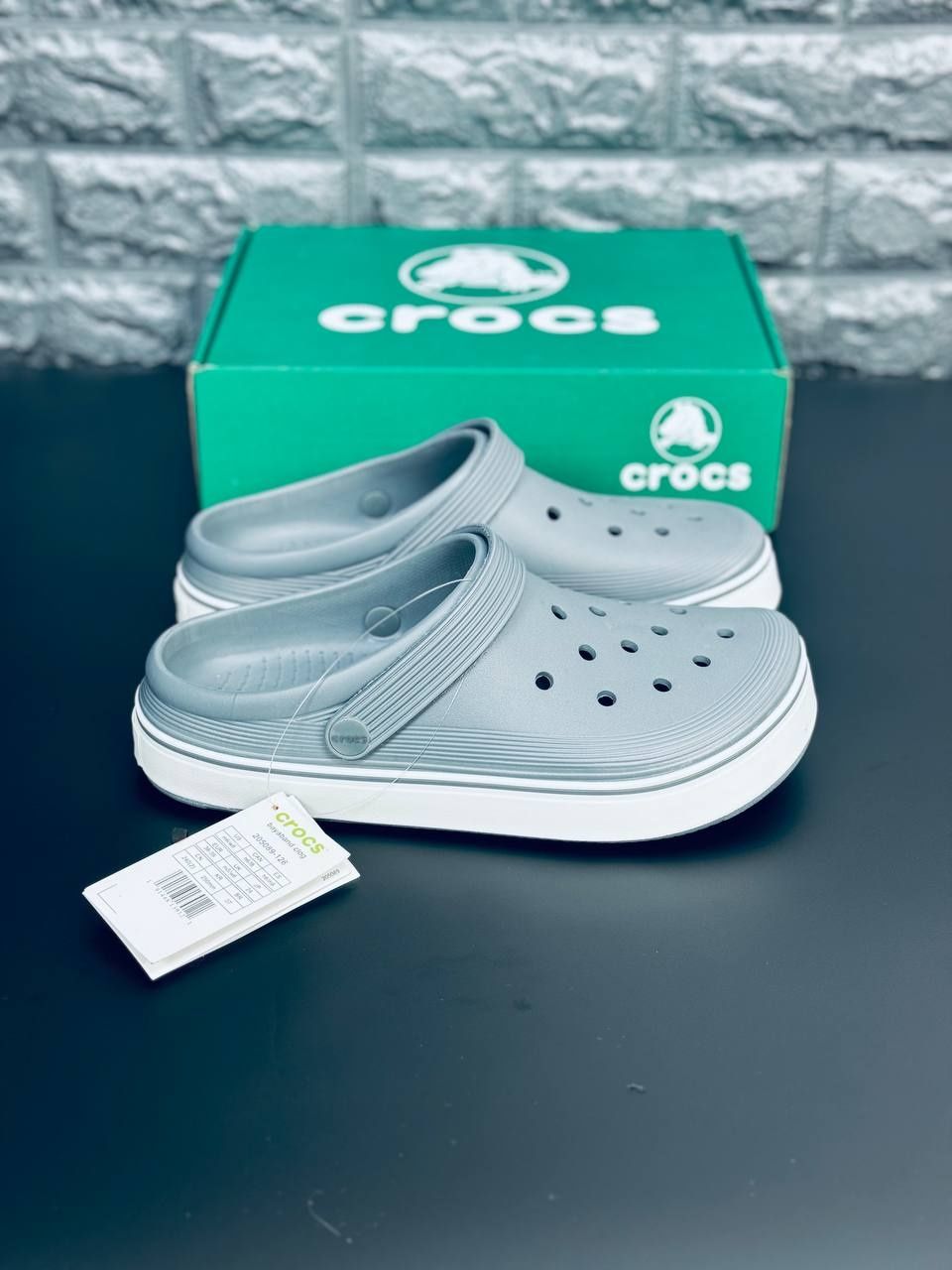 Мужские кроксы Crocs уличные шлёпанцы серые Крокс подростковые 36-46