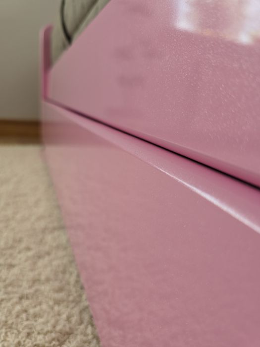 Łóżko dziecięce podwujne loft sosnowe różowe