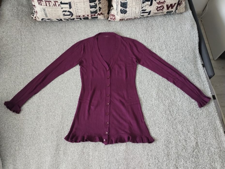 Fioletowo-purpurowy miękki kardigan sweterek na guziki Renais roz. S/M