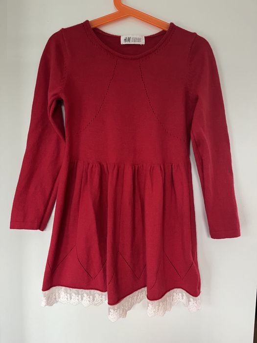 H&M cudo! JAK NOWA czerwona sukienka 110/116 miękka dzianina