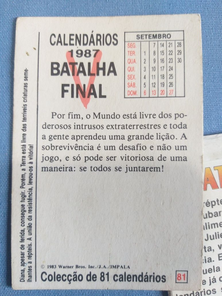 Coleção completa calendarios V Batalha Final  IMPALA