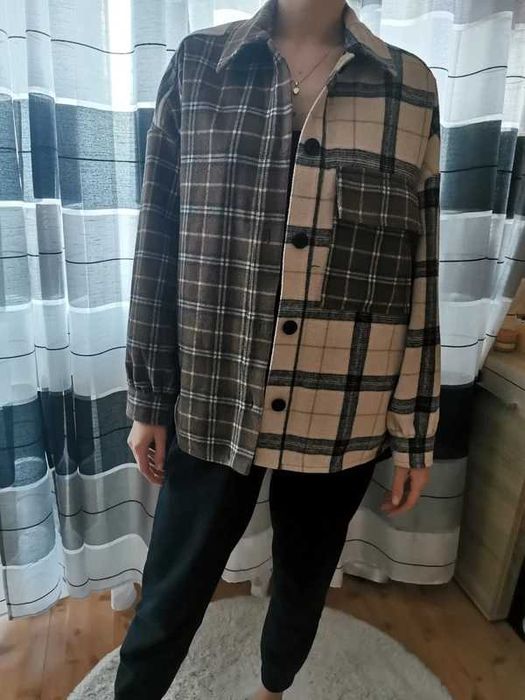 Kurtka bershka marynarka koszulowa rozpinana brązy roz. S