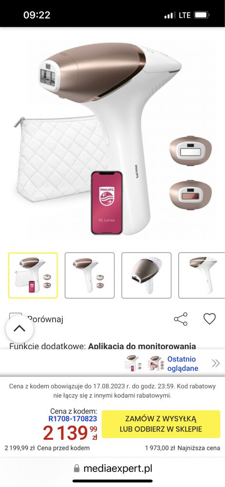 Depilator PHILIPS Lumea Prestige 9000 IPL BRI955/00 SenseIQ