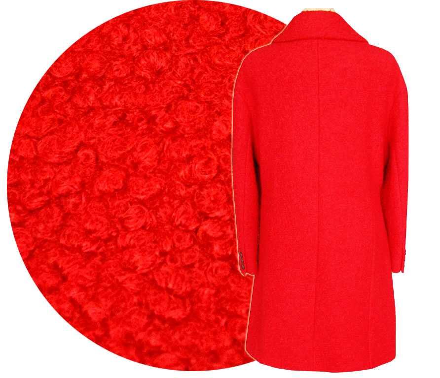 Czerwony wełniany płaszcz boucle roz. 48/50 Nowy