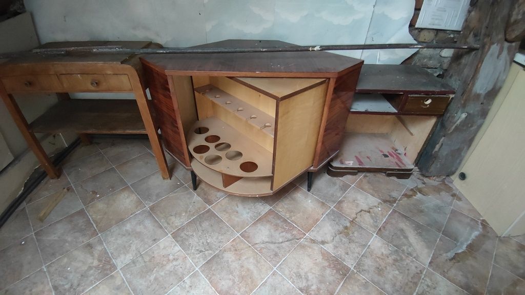 Szafka barek obrotowy narożny PRL + gratis dwie szafki