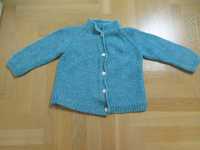 Sweter handmade vintage włóczka turkus niebieski 110 104