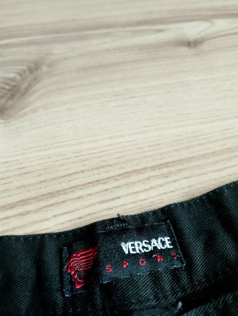 Czarne Damskie Spodnie Jeansowe Dżinsowe Versace Sport