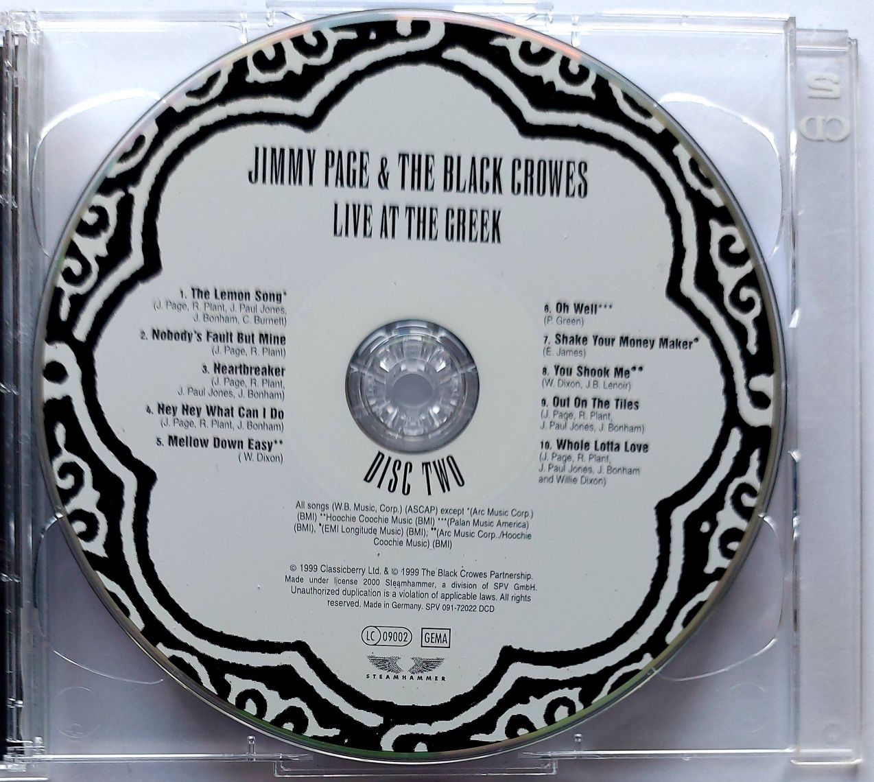 Jimmy Page & The Black Crowes Live At The Greek 2CD 1999r