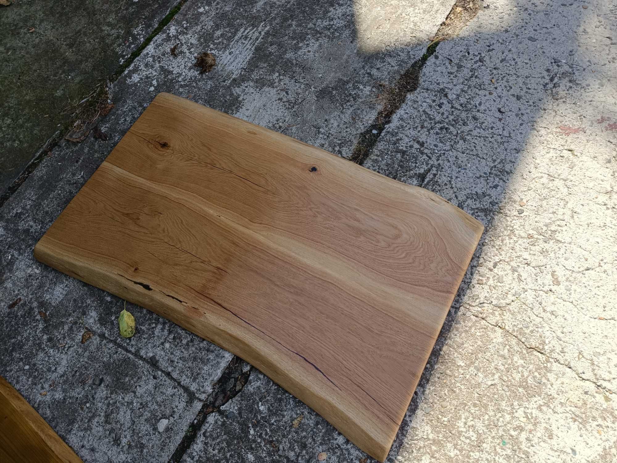 Rustykalny blat dębowy na biurko ławę Live Edge 130x73