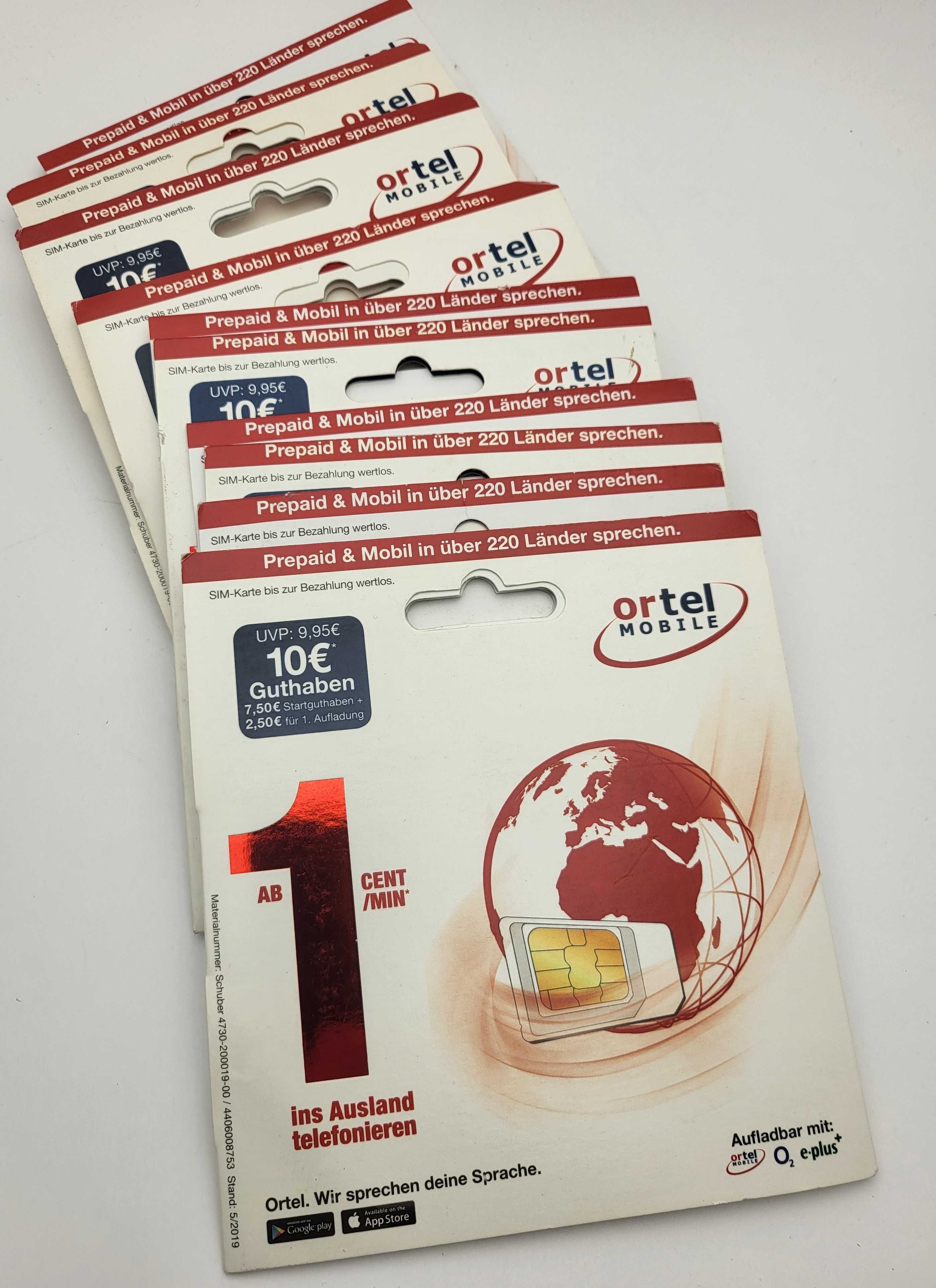 Karta SIM Niemiecka O2 nowa - nieaktywna -  10€  HURT-Detal