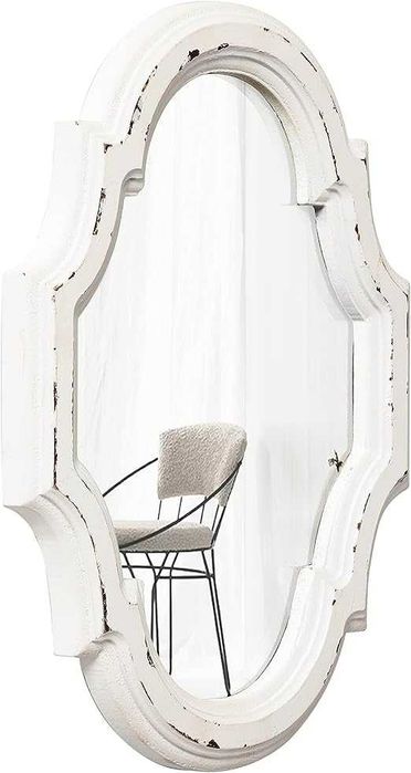 Sintosin Rustykalne lustro ścienne z ramą drewnianą loft 28x20cm Białe