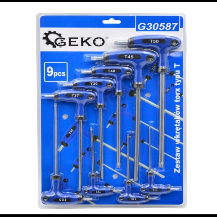 Набор Т-образных ключей TORX (пластиковая ручка) 9 единиц, Geko