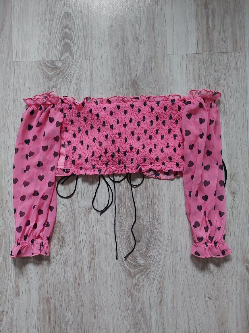 Crop top bluzka w serduszka Walentynki