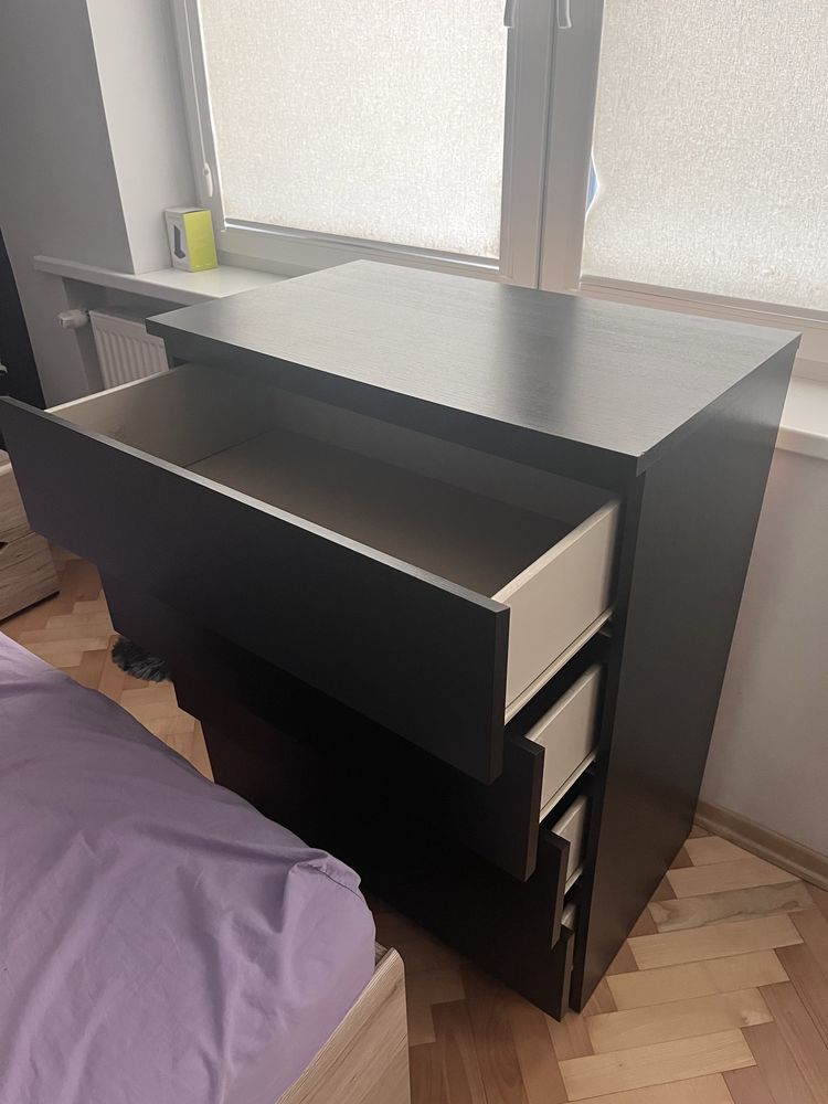 Komoda IKEA MALM, 4 szuflady, czarnobrązowa – stan bardzo dobry