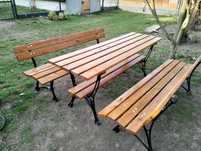 Meble ogrodowe tarasowe dwie ławki+ stół zestaw Królewski aluminiowy