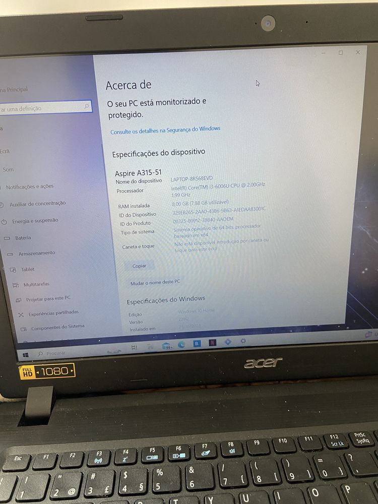 Vendo o meu computador Acer Aspire 1080 HD