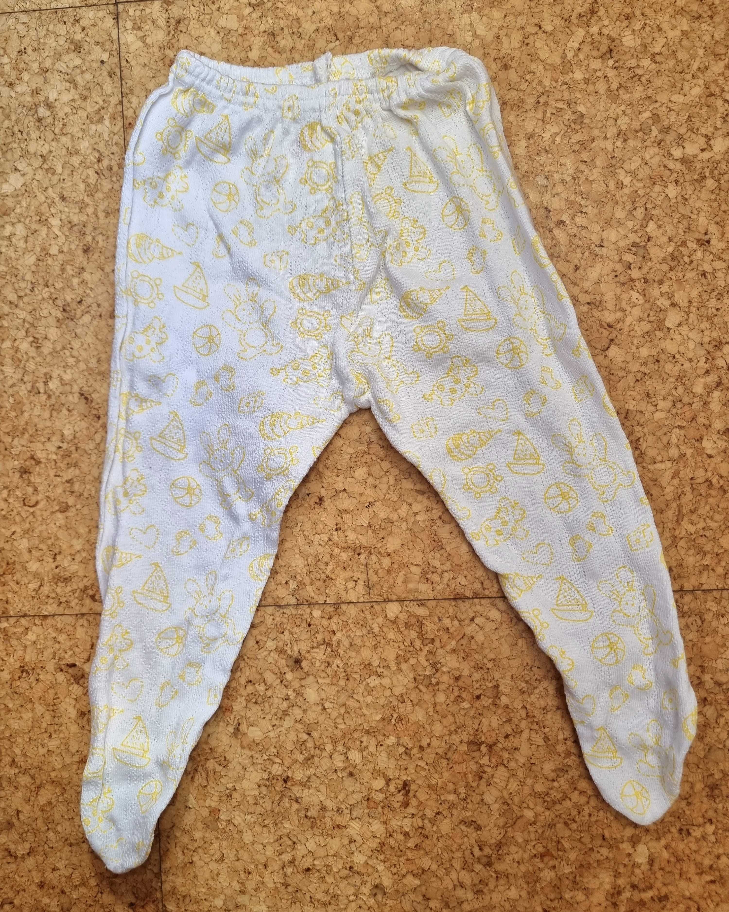 Conjunto camisola e calças com padrão branco e amarelo Bibi, 3 meses