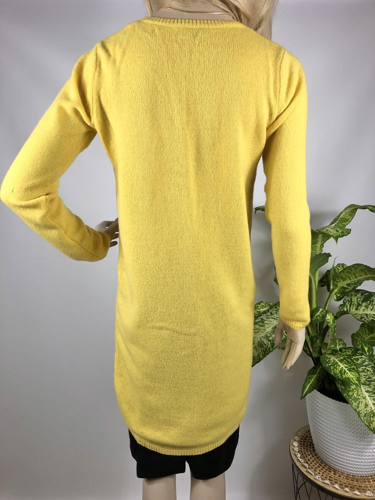 Żółty długi wełniany sweter damski Solar 100% wool na zimę