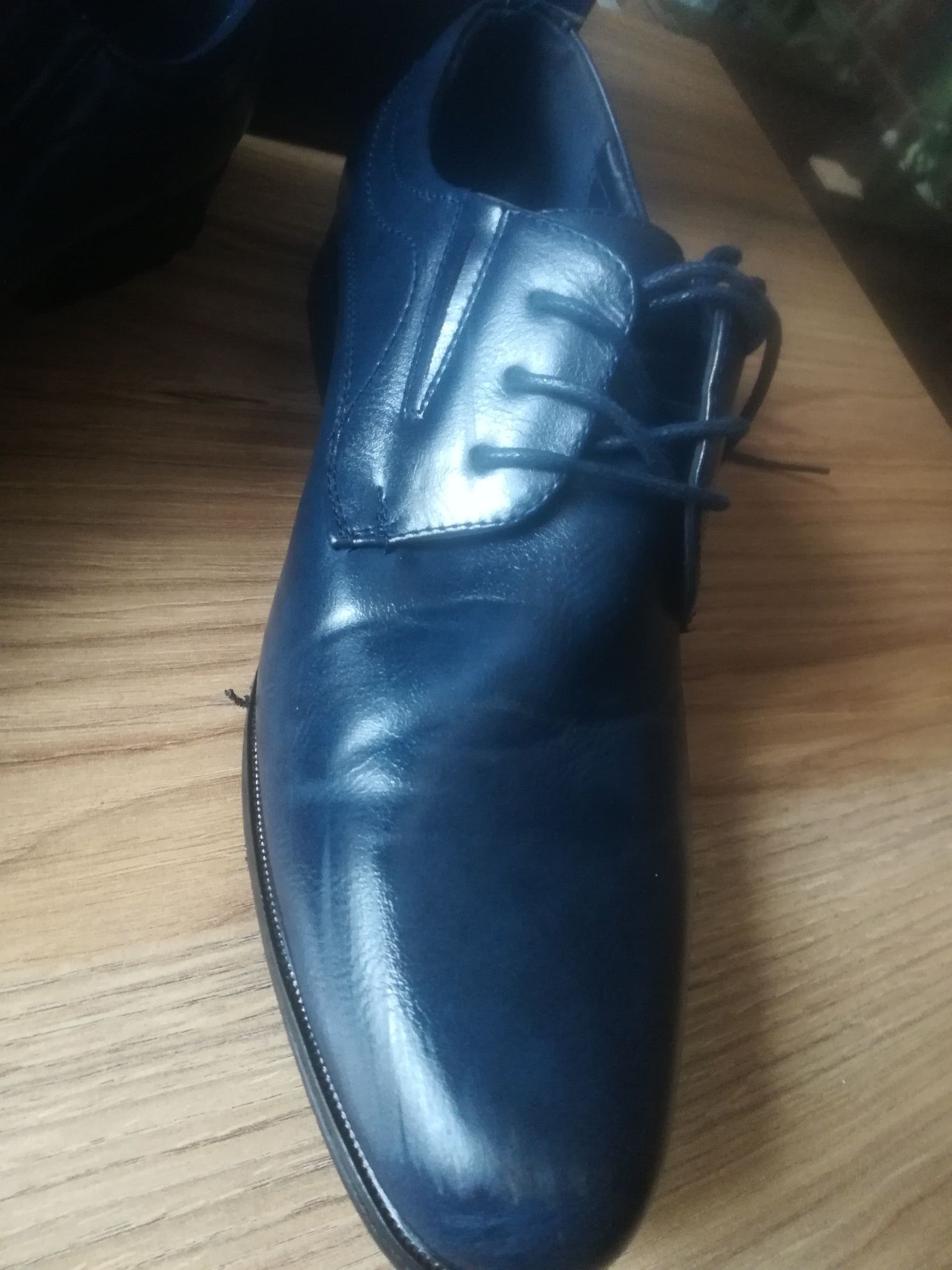 Buty męskie granatowe garniturowe pantofle 42 27,5 cm