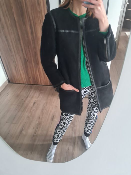 Isabel Marant kożuch naturalny płaszcz czarny S