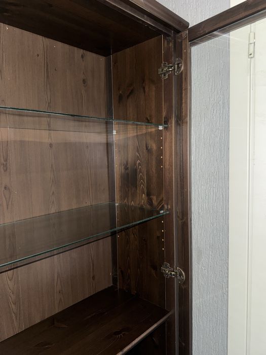 Witryna 200cm drewniana szafka gablota z szufladą regał szklany drewno
