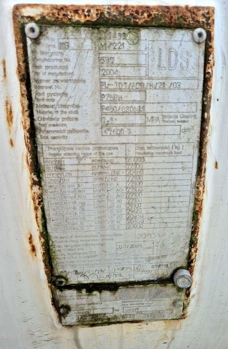 Cysterna gazowa LDS 2004 propan, butan, propylen, izobutan