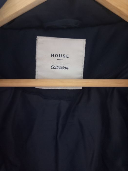 Kurtka zimowa granatowa damska długa ocieplana typu parka